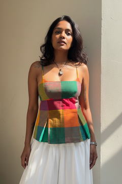 Madras Muse Cotton Check Top