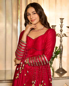 Gulabi Magenta Chanderi Festive Suit Set