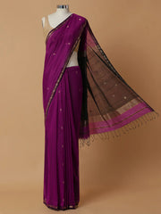 Maheshwari Cotton Silk Violet Chameli Phool Butta Saree