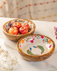 Mango Wood Peacock Print Serving Platter