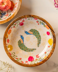 Mango Wood Peacock Print Serving Platter