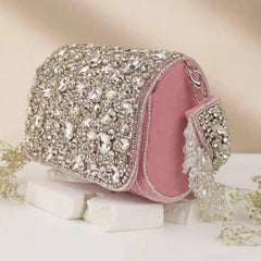 Blush Maria Rhinestone Flap Clutch – By Reet Lifestyle