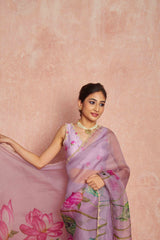 Printed lotus saree