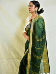 green cotton saree