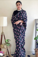 Floral printed silk saree