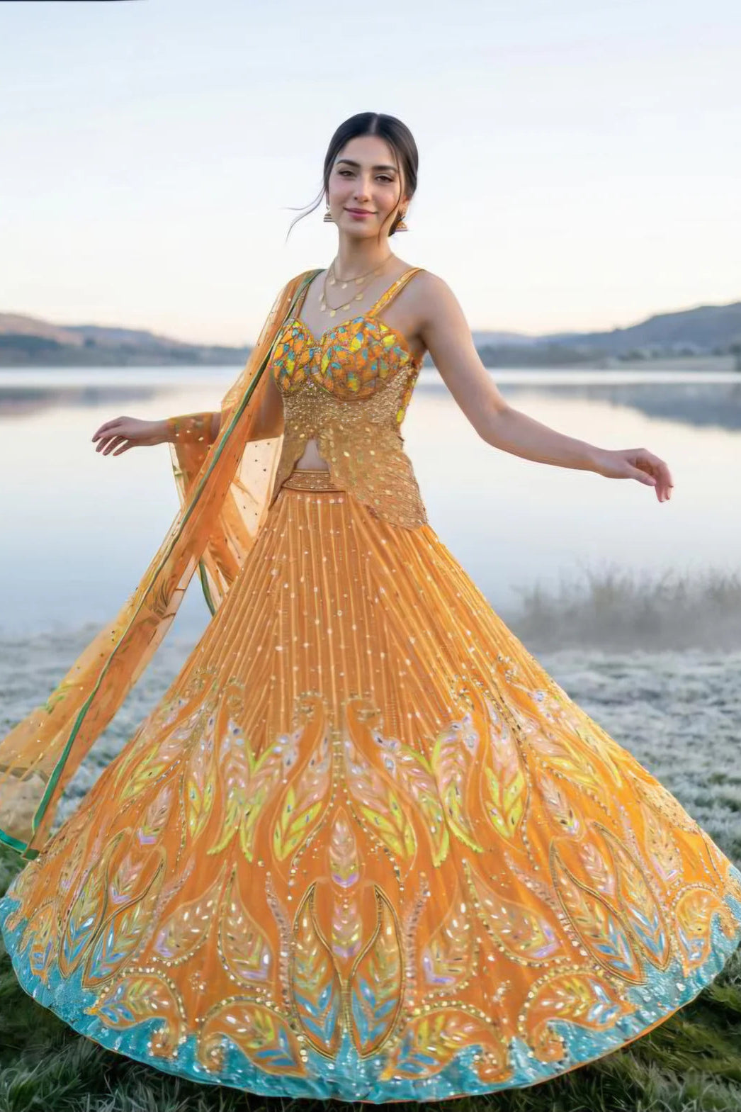 Peacock Mirror Glow Lehenga Ensemble
