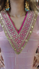 Mixed Metal Turquoise Gold Dangler Earrings