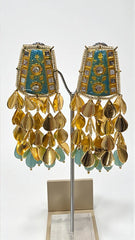 Mixed Metal Turquoise Gold Dangler Earrings
