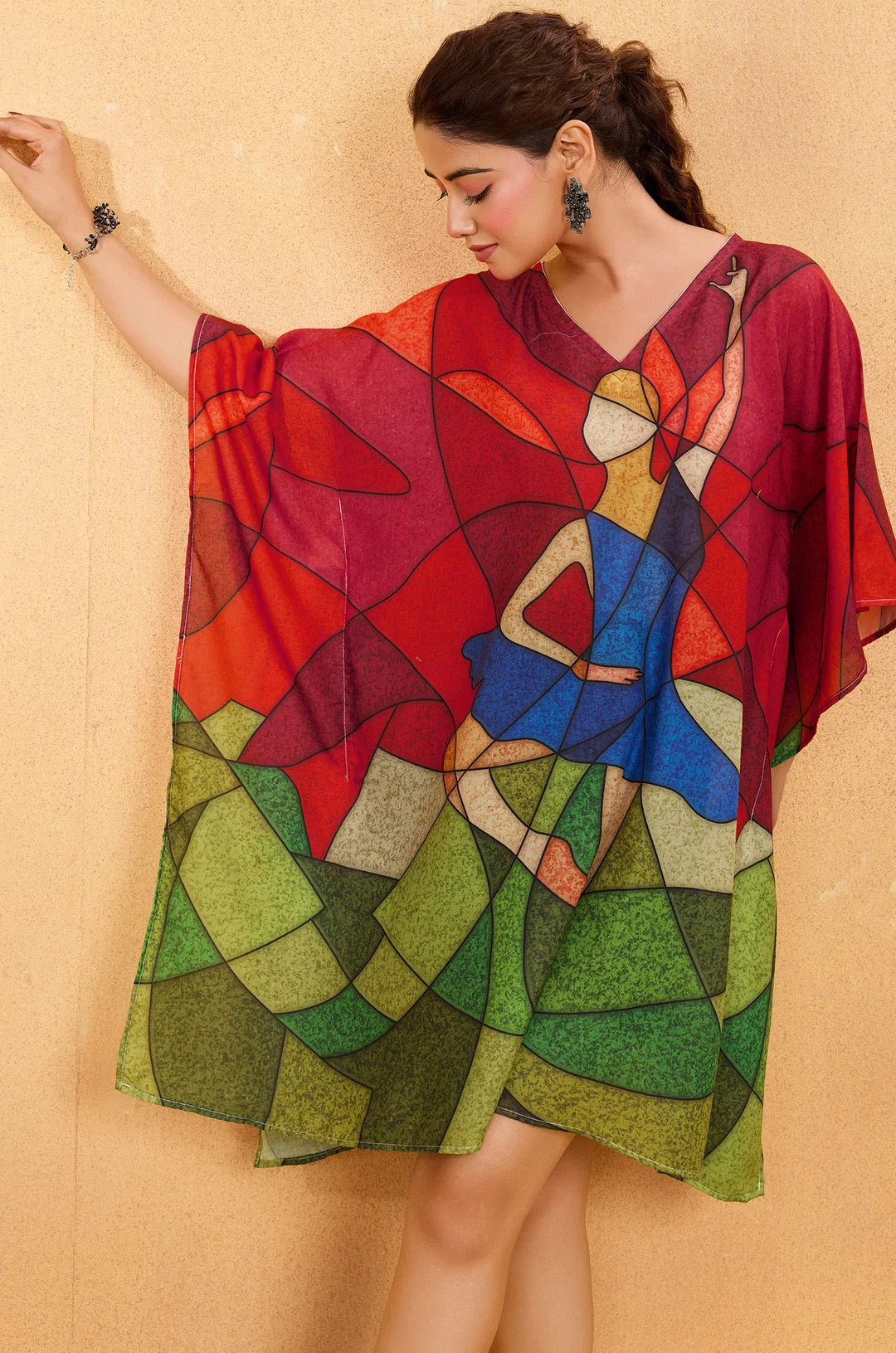 Abstract Muse Muslin Cotton Short Kaftan