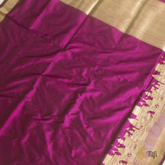 Black-Rani Pink Pure Katan Silk Banarasi Handloom Saree