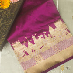 Black-Rani Pink Pure Katan Silk Banarasi Handloom Saree