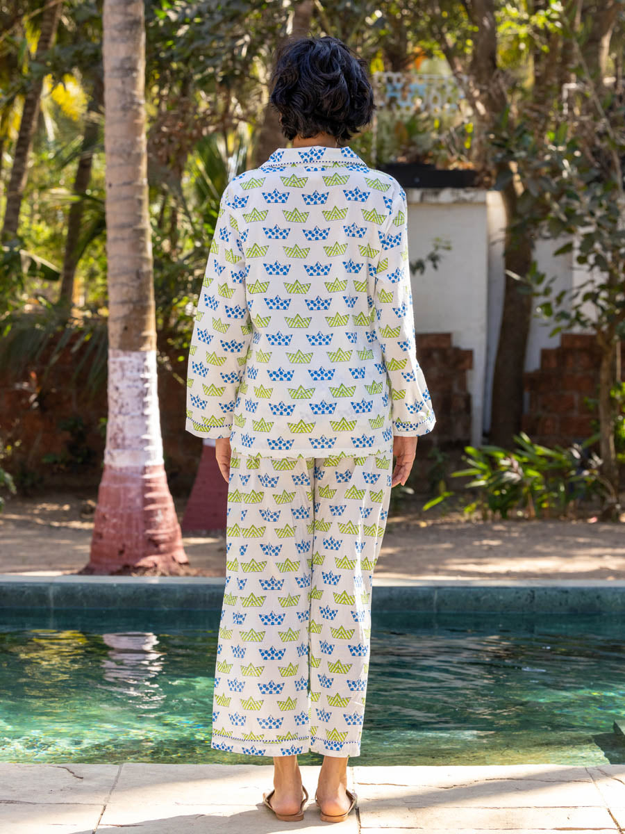 navy cotton pajama set