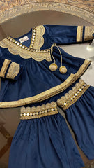 Navy Velvet Sharara Set