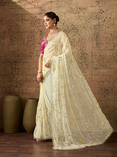 Chiffon Kaccha Gotapatti Work Party Wear Saree with Stitched Angi Blouse