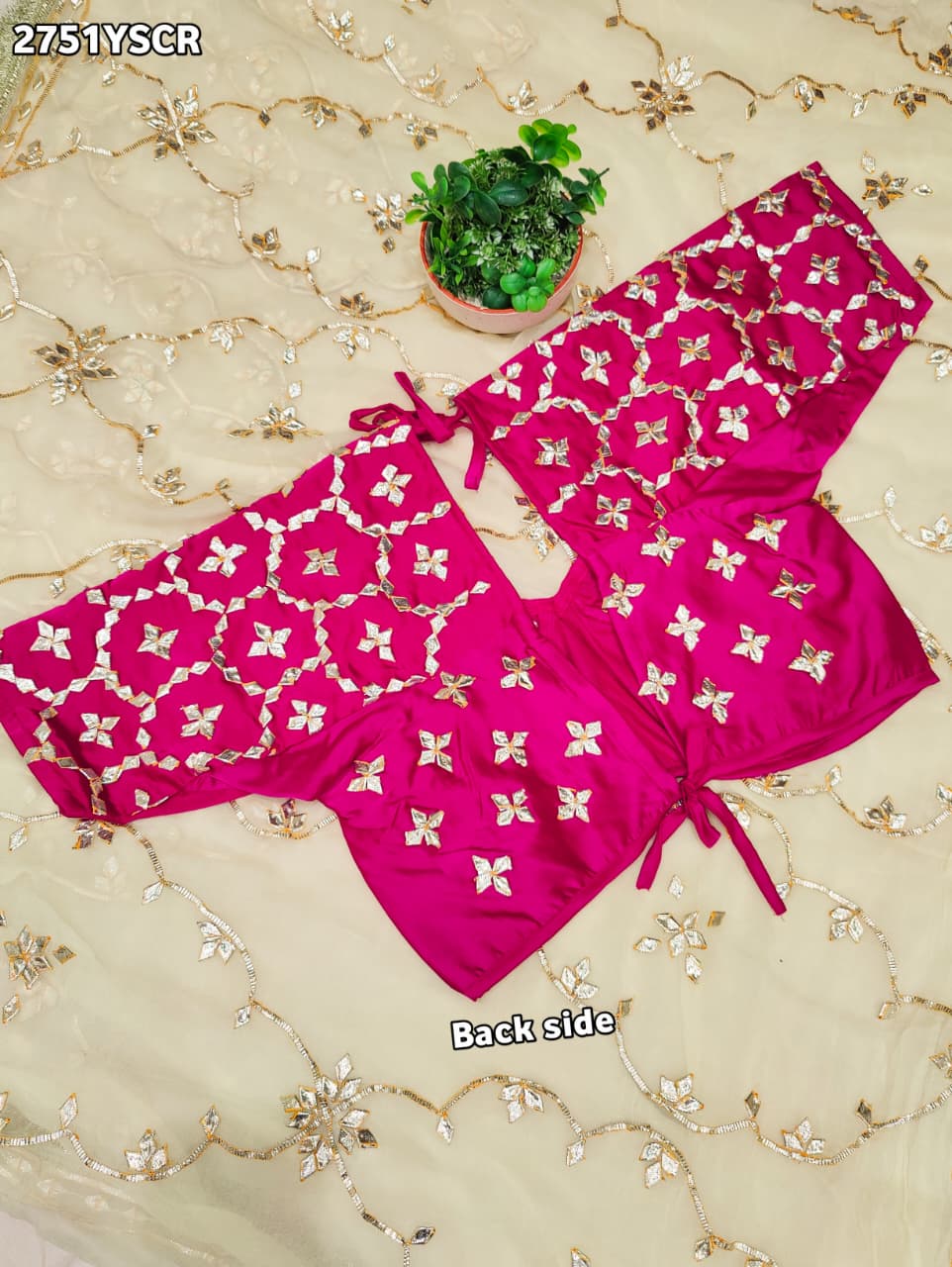 Chiffon Kaccha Gotapatti Work Party Wear Saree with Stitched Angi Blouse