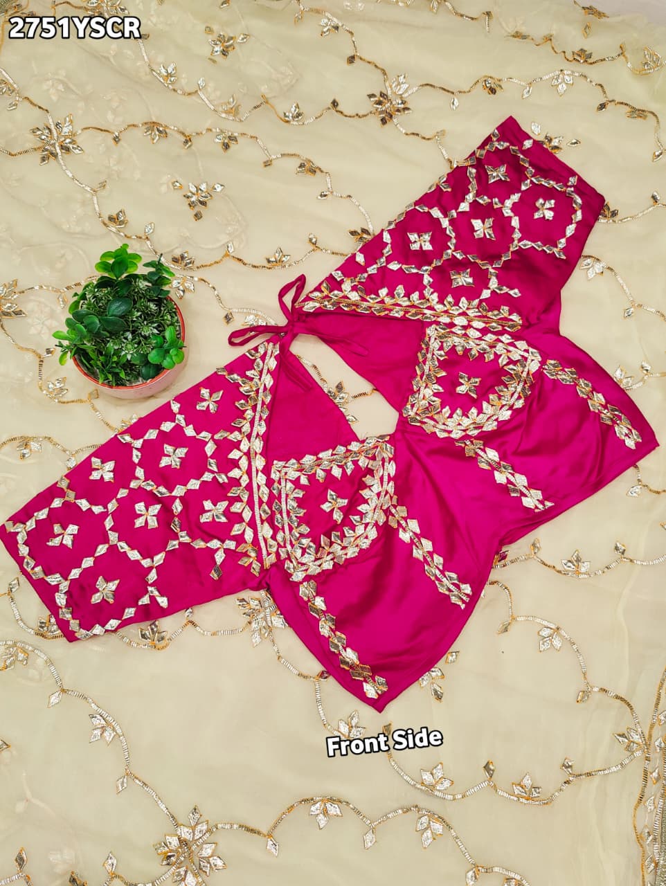 Chiffon Kaccha Gotapatti Work Party Wear Saree with Stitched Angi Blouse