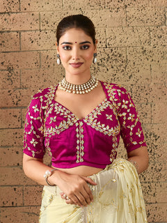 Chiffon Kaccha Gotapatti Work Party Wear Saree with Stitched Angi Blouse