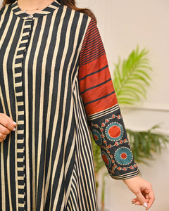 Noir Classic Striped Muse A-Line Muslin Kurta Set