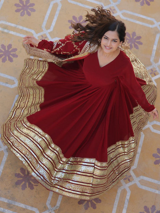 Noor Mehrunisa Embroidered Floor-Length Anarkali Suit Set