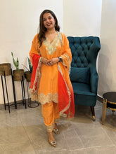 Golden Orange Tissue Scallop Suit Set