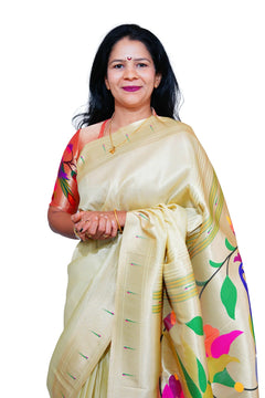 Lotus Soft Silk Paithani Saree with Multicolor Pallu