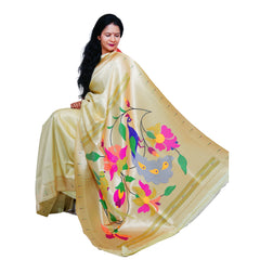 Lotus Soft Silk Paithani Saree with Multicolor Pallu