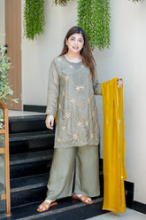 Noor Embroidered Kurta Palazzo Dupatta Set