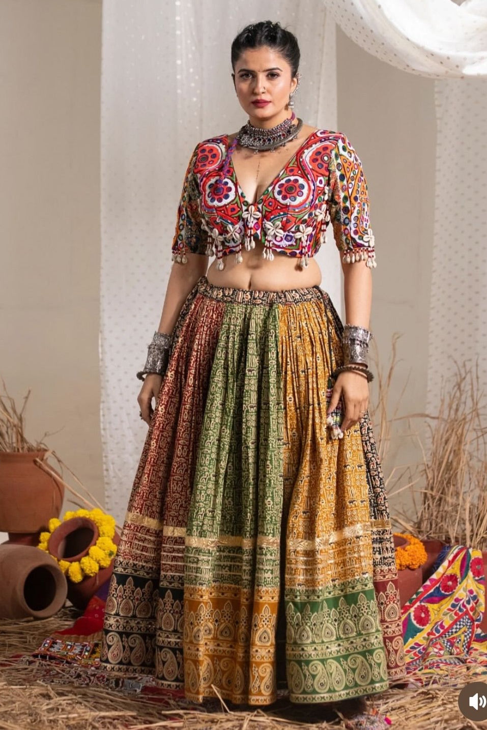 Rangdhara Folk Print Lehenga Choli