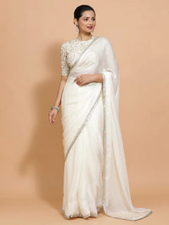 zari lace border saree