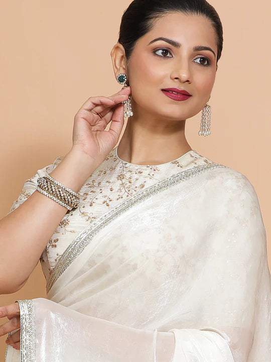 sheer saree with lace