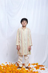 Multicolor Silk Mulmul Mirror Work Kurta Pyjama