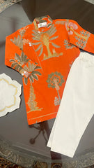 Orange Kottayam Kids Kurta Pyjama Set