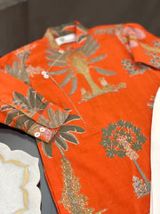 Orange Kottayam Kids Kurta Pyjama Set