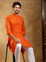 Orange Leheriya Kurta Set