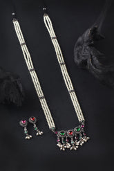 Tanmani Stone Oxidized Long Necklace