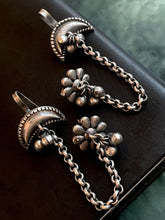 Oxidized Silver Jhumki Earrings with Monalisa Stone