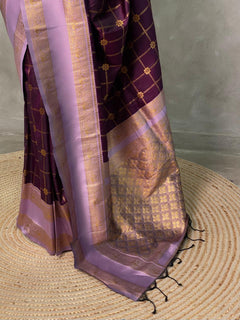 Banarasi Silk Saree with Lavender Zari Border