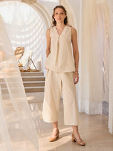 Palm Island Pleated Beige Top