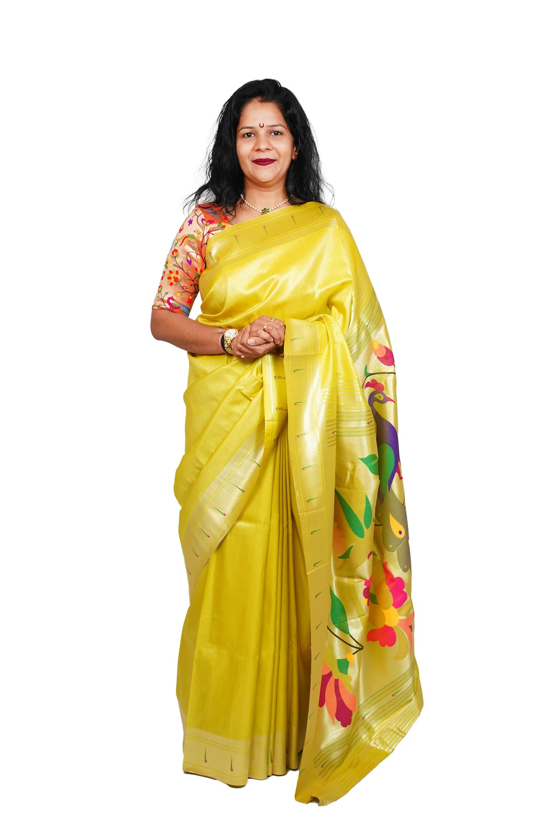 Lotus Soft Silk Paithani Saree with Multicolor Pallu