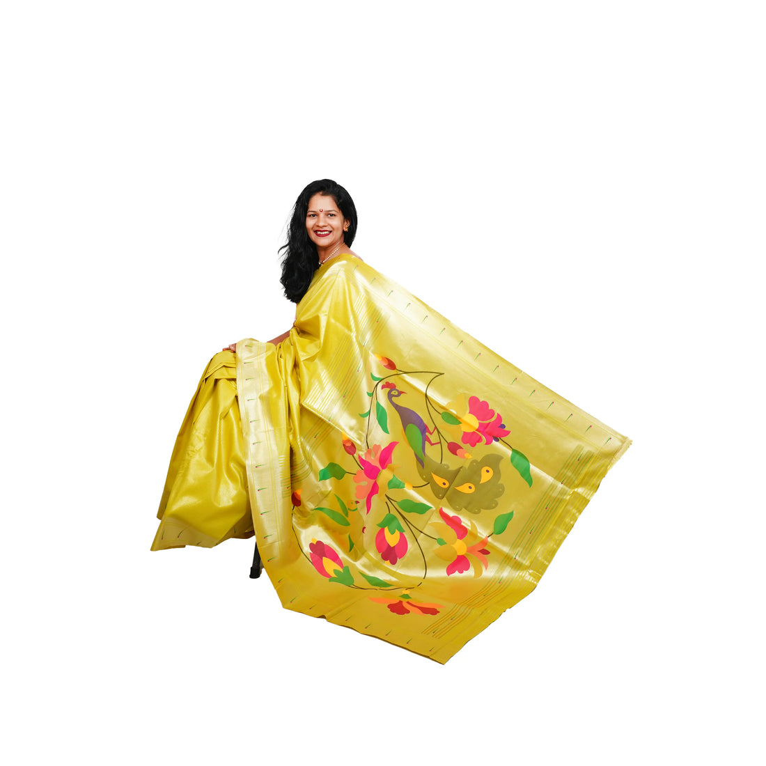Lotus Soft Silk Paithani Saree with Multicolor Pallu