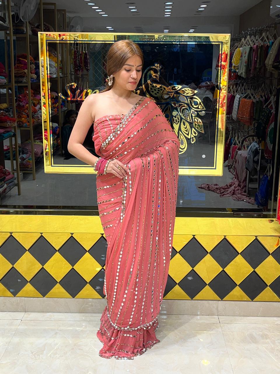 Premium Handwork Pure Chiffon Saree