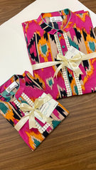 Pink Ikat Cotton Boys Kurta Set