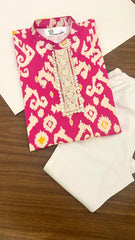 Pink Ikat Boys Kurta set