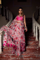Pink Lotus Organza Saree