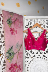 Kamal Pink Organza Silk Saree