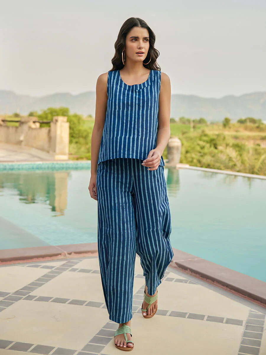 Moonlit Tide Sleeveless Top and Palazzo Pant