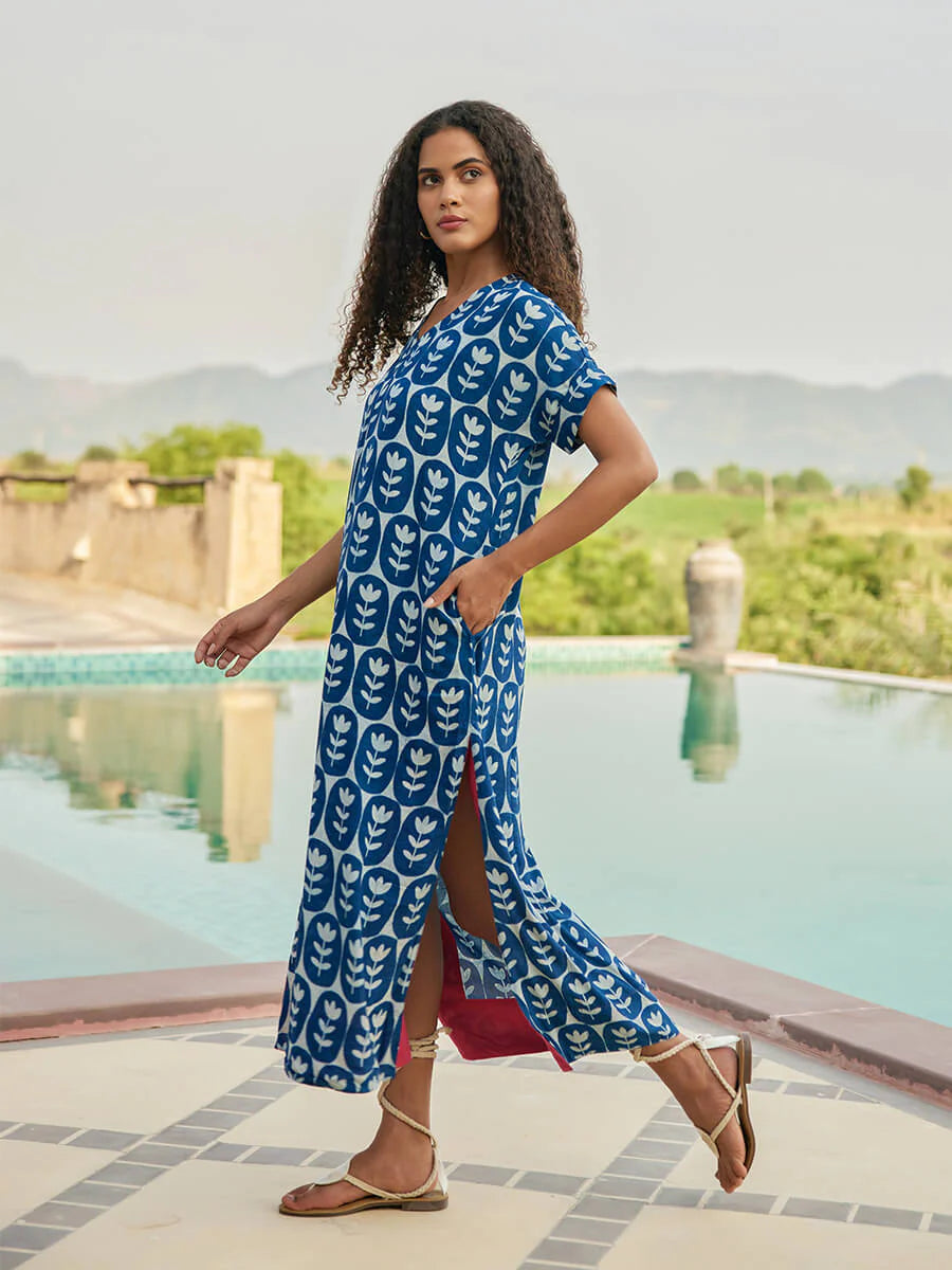 Paros Indigo Kaftan Dress