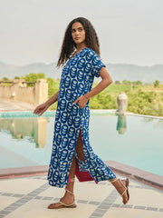 Paros Indigo Kaftan Dress