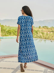 indigo blue kaftan dress