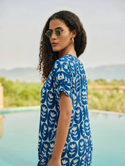 boho chic block print kaftan dress